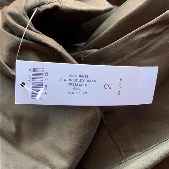 Chico’s size 2 Poplin Utility midi dress - Picture 3 of 5
